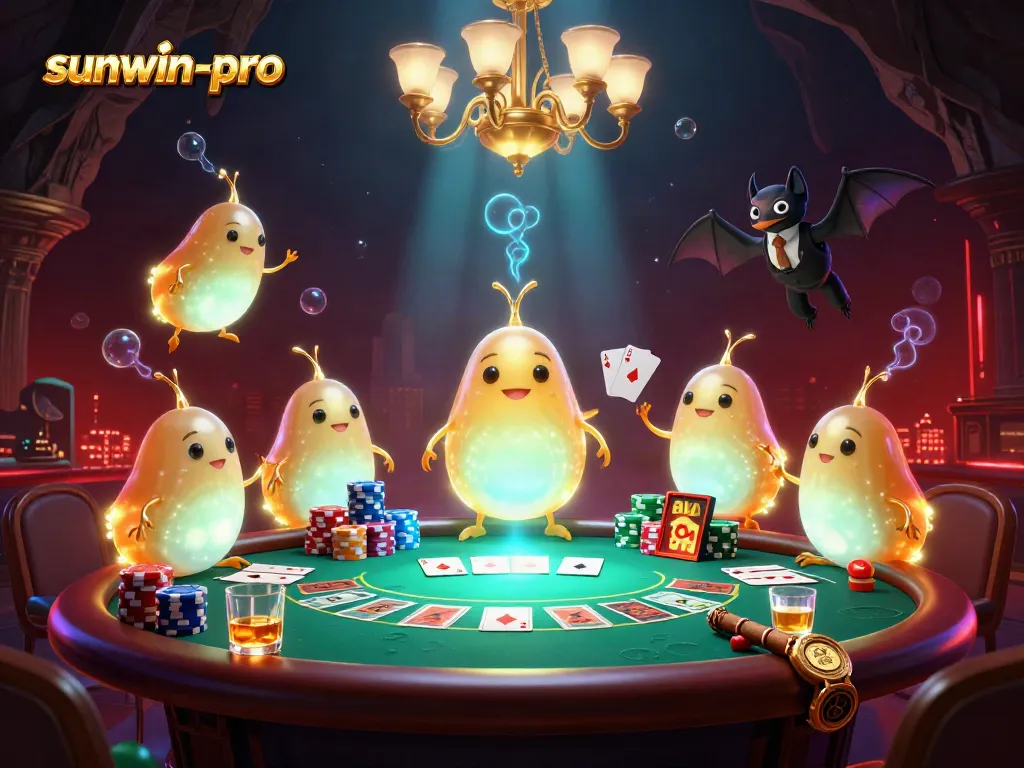 Experience the thrill of sunwin-pro casino with glowworms illuminating a vibrant gaming scene.