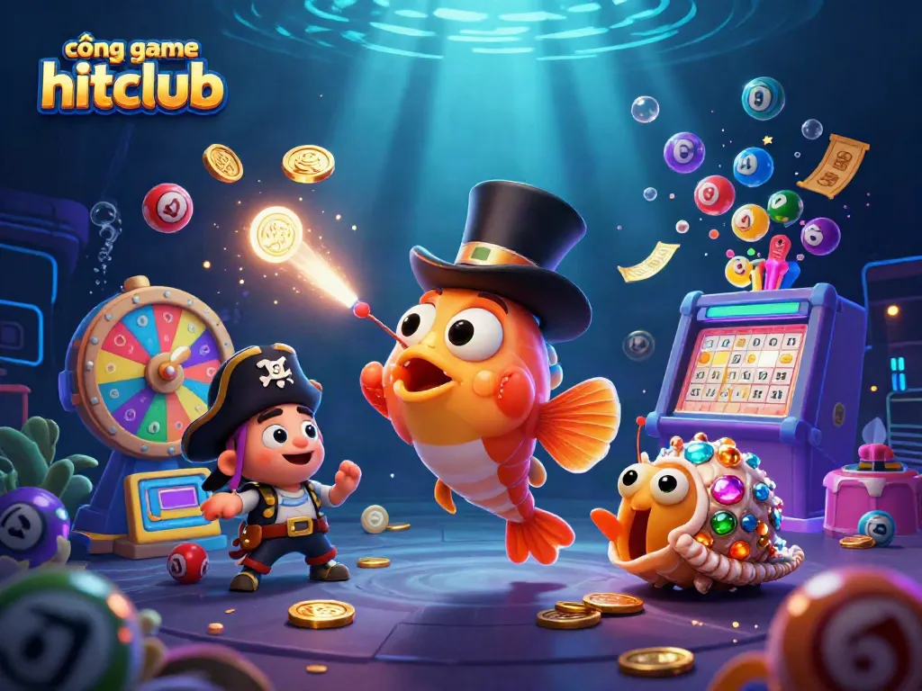 Engage in the vibrant world of cổng game hitclub with a colorful underwater adventure featuring a glowing anglerfish.