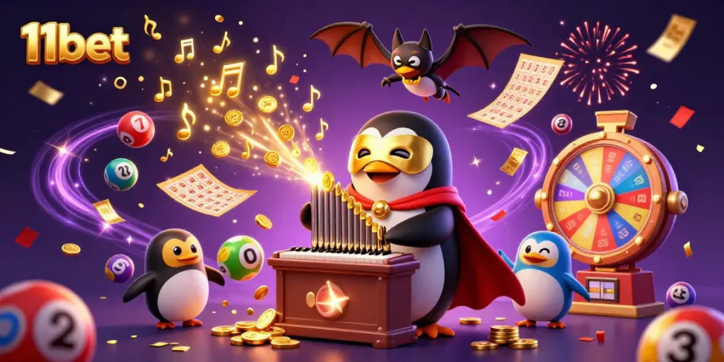 11bet showcases an exciting online gaming atmosphere with vibrant characters and celebratory elements.