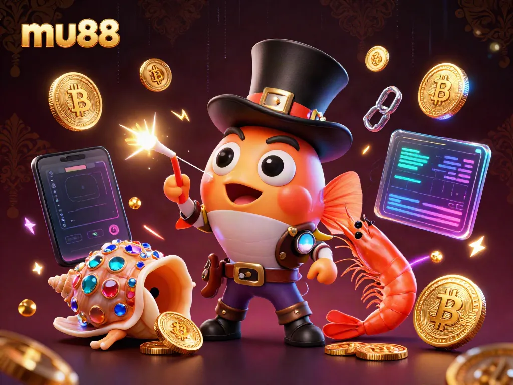 Experience excitement with mu88 as a deep-sea anglerfish lures golden coins amid vibrant casino elements.