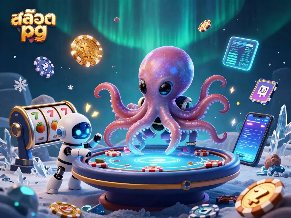 Engage with สล็อต pg in a vibrant, interactive alien-themed slot gaming scene.