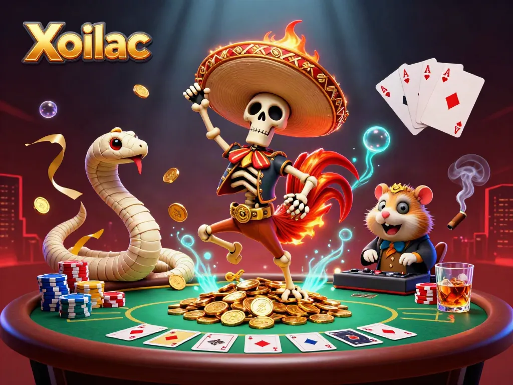 Xoilac offers engaging online betting excitement, captured in vibrant 3D with casino characters.