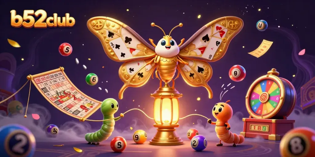 Win big at b52club with this vibrant 3D illustration showcasing a dynamic casino scene.