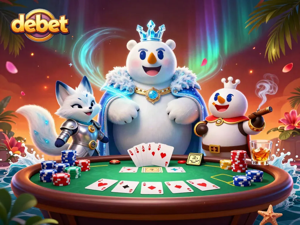 Engage in thrilling bets at Debet with an immersive poker scene featuring vibrant characters.