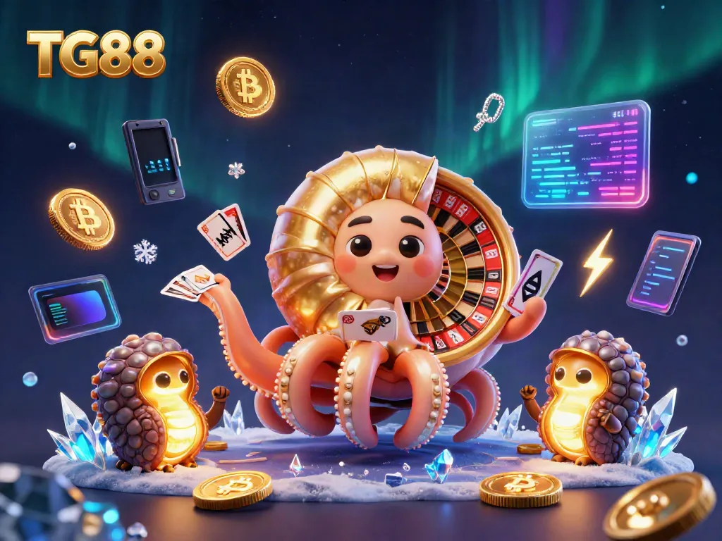 Experience thrilling gameplay with TG88's ancient nautilus and golden roulette wheel in an exciting casino scene.