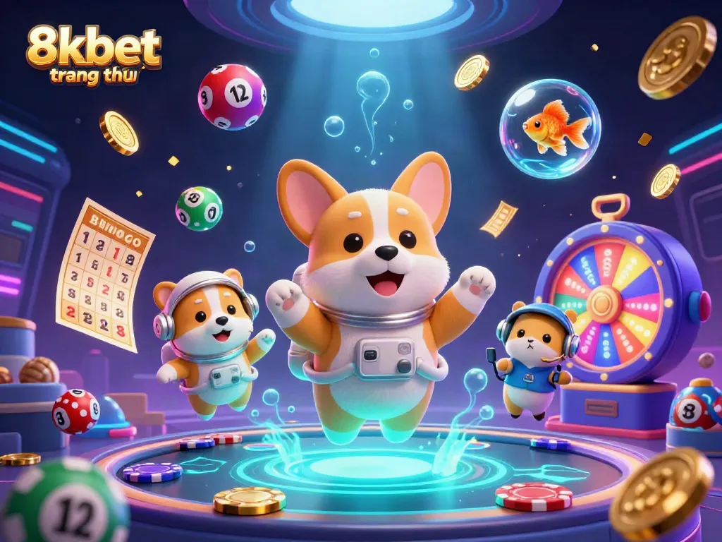 Engage with 8xbet trang chủ in a vibrant space casino scene featuring dynamic gaming elements.