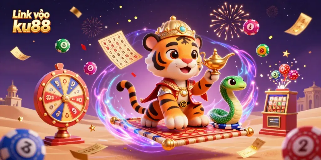 Play exciting games at Link vào ku88 with dynamic 3D imagery of the vibrant casino experience.