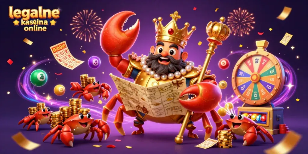 Engage with legalne kasyna online through a vibrant and festive casino illustration filled with exciting elements.