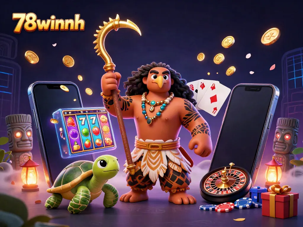 Spin the reels at 78winnh with vibrant 3D slot game characters and lively casino elements.