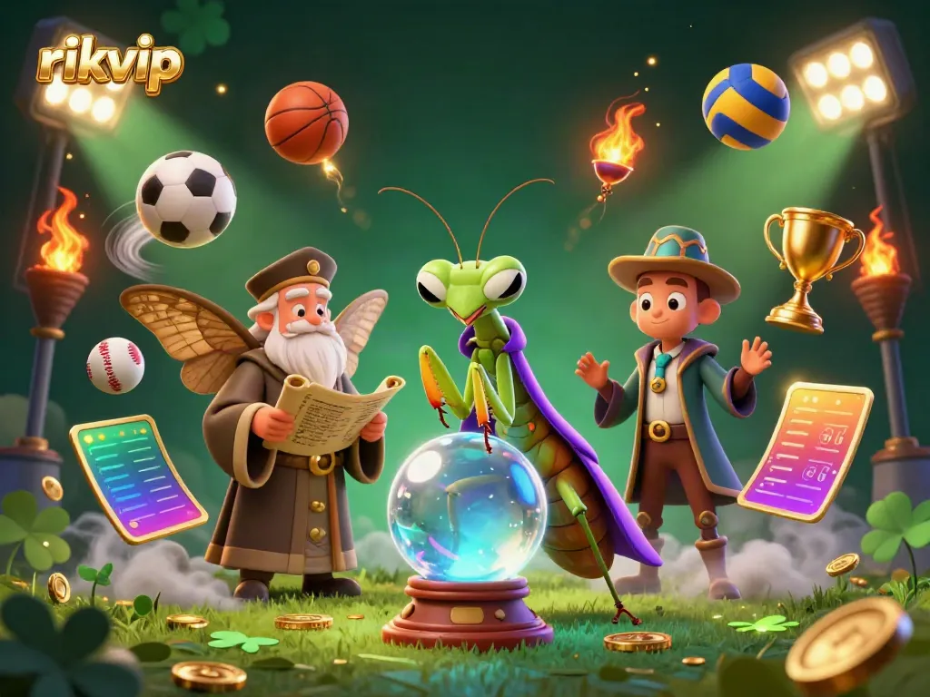 Experience the thrill of rikvip with a vibrant casino scene featuring characters and sports elements.