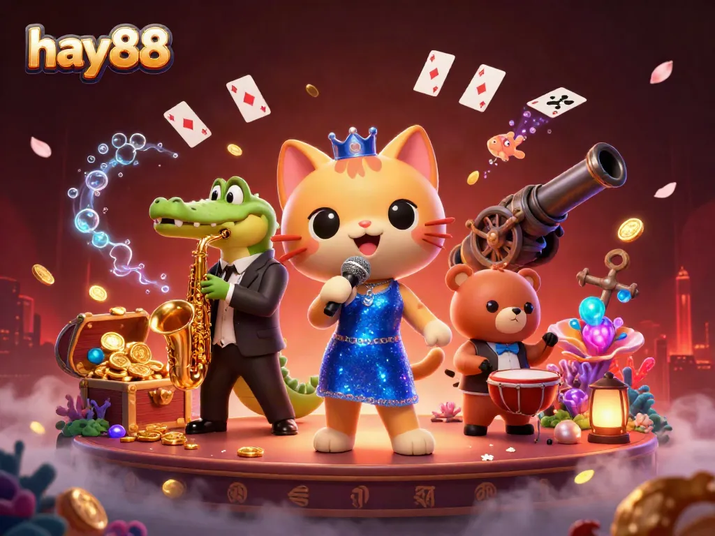 Enjoy the vibrant casino atmosphere of hay88 with lively characters and exciting game elements during a captivating performance.