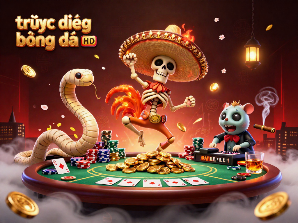 Engage with trực tiếp bóng đá HD featuring vibrant characters and lively casino elements.