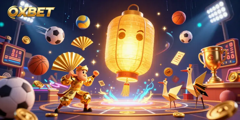 Engage with OXBET's exciting casino world featuring dynamic sports elements and vibrant characters.