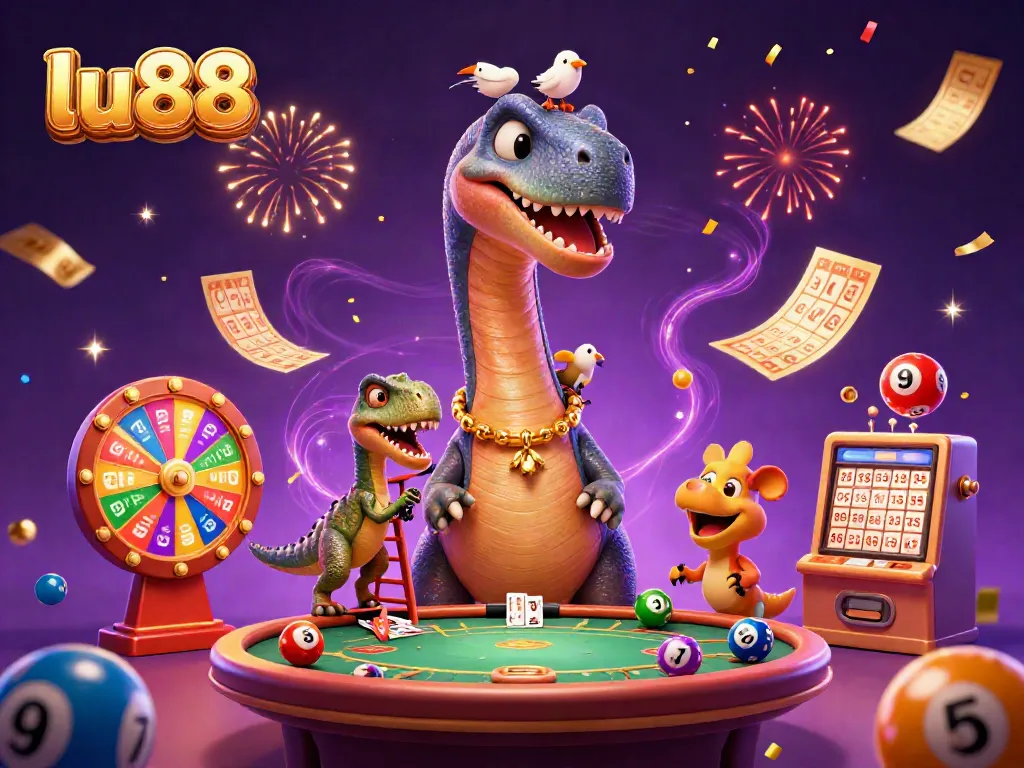 Experience entertaining gameplay at lu88 with a stunning casino scene featuring vibrant elements and fun characters.