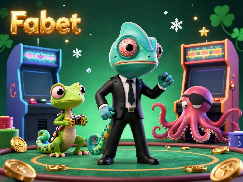 Engage in thrilling gameplay with Fabet in a vibrant 3D illustration featuring a colorful casino scene.