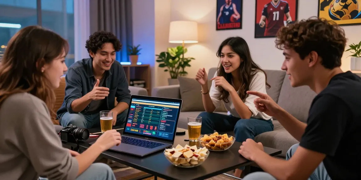 Explore 먹튀검증 추천 먹튀스팟 as friends enjoy online betting in a lively atmosphere.