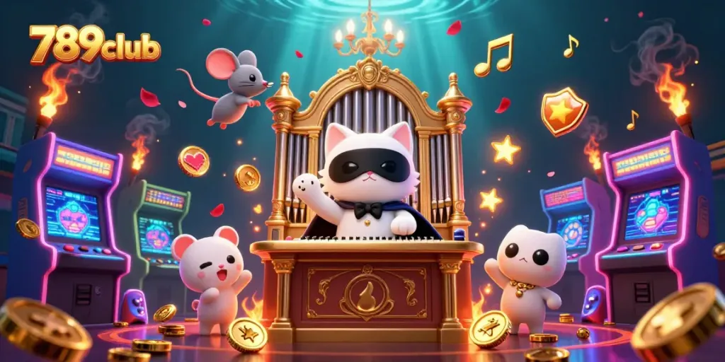 Engage with 789club's vibrant 3D casino scene featuring animated characters and arcade elements.